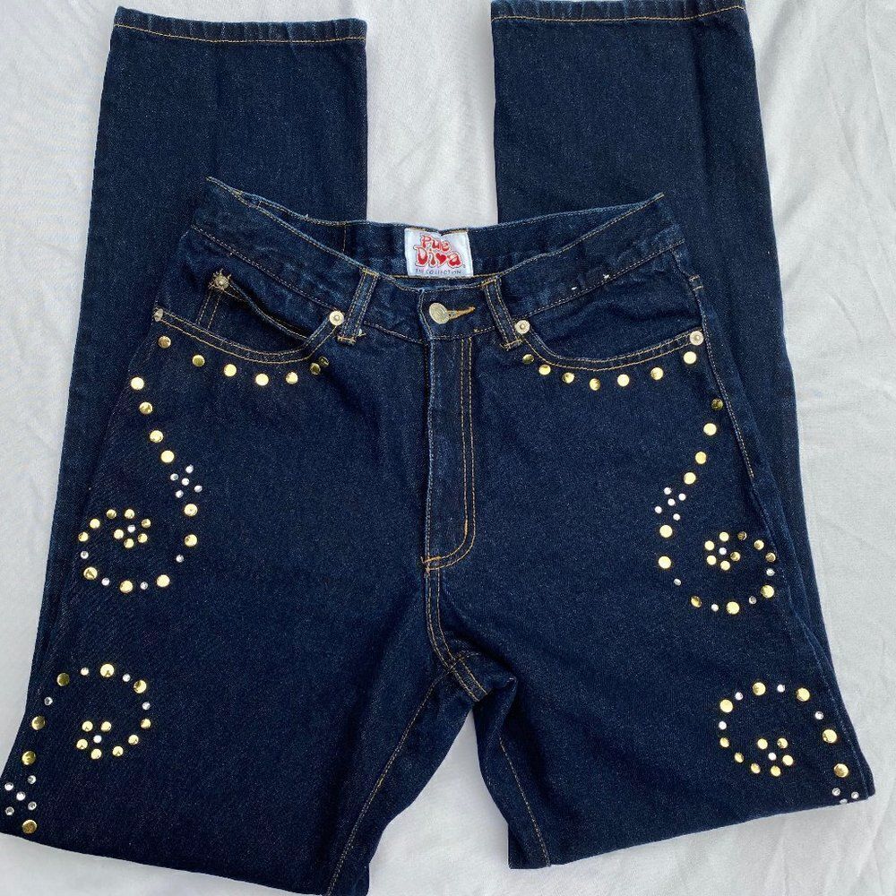 Pure Diva Brand Embellished Dark Wash Jeans 9 - Picture 2 of 7